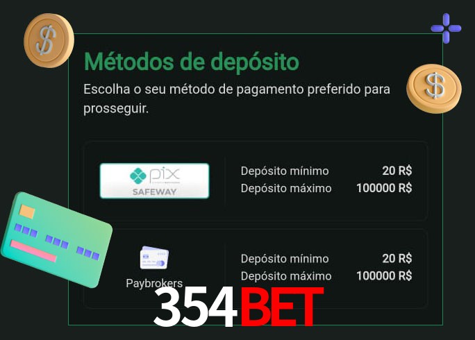 O cassino 354bet oferece uma grande variedade de métodos de pagamento